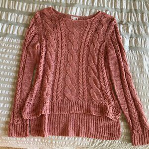 COPY - Garnet Hill cable knit sweater coral peach salmon